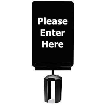 Crowd Control Sign with Bracket - "Please Enter Here" H-1743