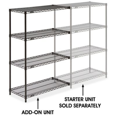 Black Wire Shelving Add-On Unit - 36 x 18 x 54" H-1748-54A