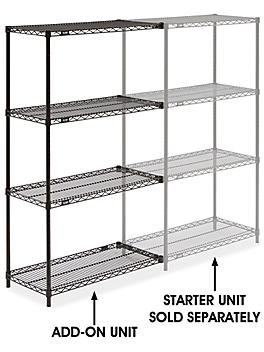 Black Wire Shelving Add-On Unit - 36 x 18 x 63" H-1748-63A