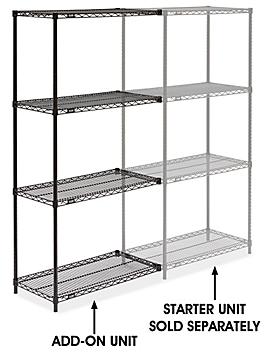 Black Wire Shelving Add-On Unit - 36 x 18 x 72" H-1748-72A