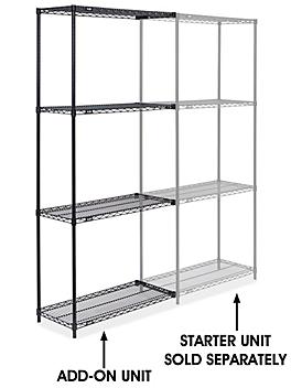Black Wire Shelving Add-On Unit - 36 x 18 x 86" H-1748-86A