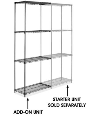 Black Wire Shelving Add-On Unit - 36 x 18 x 96" H-1748-96A