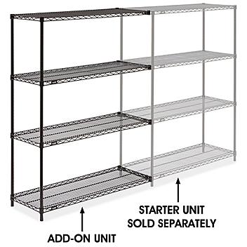 Black Wire Shelving Add-On Unit - 48 x 18 x 63" H-1749-63A