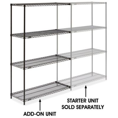 Black Wire Shelving Add-On Unit - 48 x 18 x 72" H-1749-72A