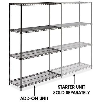 Black Wire Shelving Add-On Unit - 48 x 18 x 72" H-1749-72A