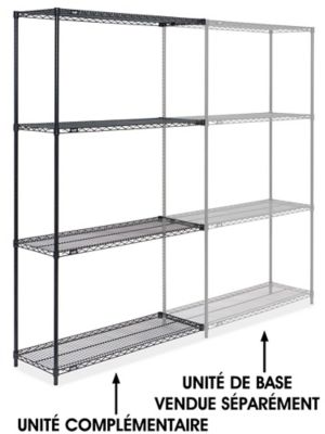 Black Wire Shelving Add-On Unit - 48 x 18 x 86" H-1749-86A