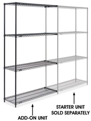 Black Wire Shelving Add-On Unit - 48 x 18 x 86" H-1749-86A
