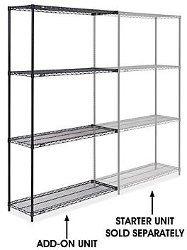 Black Wire Shelving Add-On Unit - 48 x 18 x 86" H-1749-86A