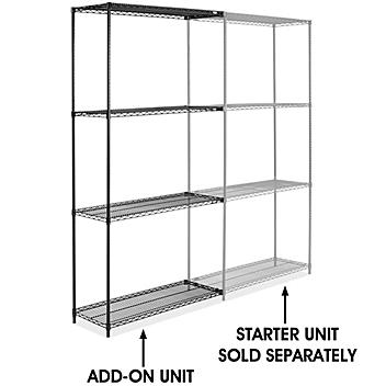 Black Wire Shelving Add-On Unit - 48 x 18 x 96" H-1749-96A