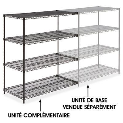 Black Wire Shelving Add-On Unit - 48 x 24 x 54" H-1750-54A