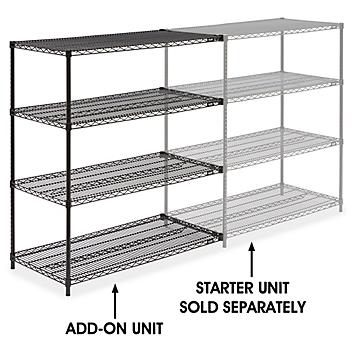 Black Wire Shelving Add-On Unit - 48 x 24 x 54" H-1750-54A