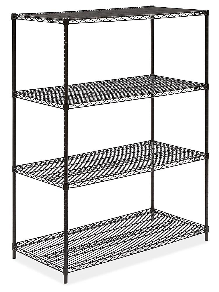 Black Wire Shelving Unit 48 X 24 63, How To Build Uline Shelving