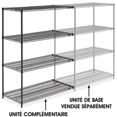 Black Wire Shelving Add-On Unit - 48 x 24 x 63" H-1750-63A