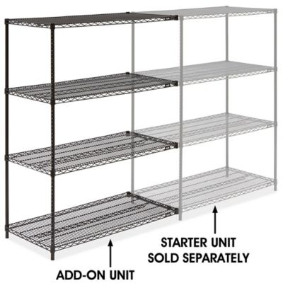 Black Wire Shelving Add-On Unit - 48 x 24 x 63" H-1750-63A