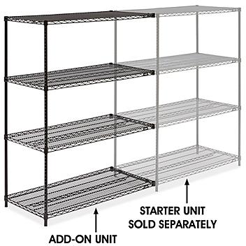 Black Wire Shelving Add-On Unit - 48 x 24 x 63" H-1750-63A