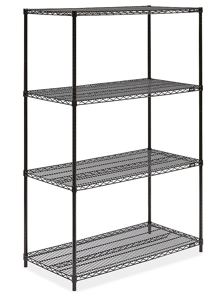 Black Wire Shelving Unit 48 X 24 72, Uline Wire Shelving Assembly
