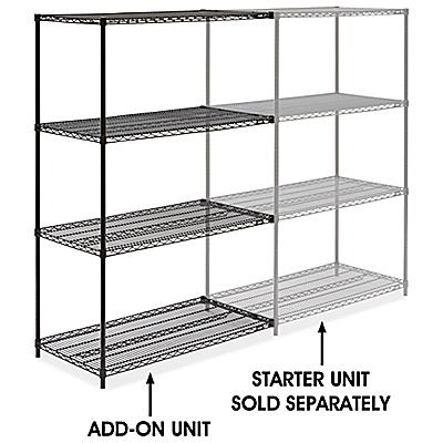 Black Wire Shelving Add On Unit 48 X, Wire Shelving 36 X 24 X 72