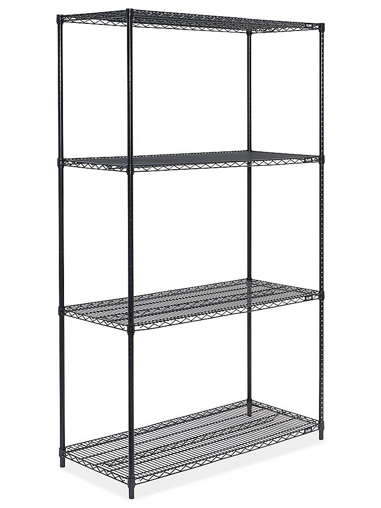 Black Wire Shelving Unit 48 X 24 86, How To Adjust Uline Shelves