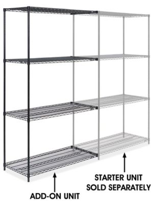 Black Wire Shelving Add-On Unit - 48 x 24 x 86" H-1750-86A