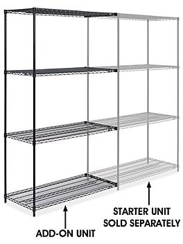 Black Wire Shelving Add-On Unit - 48 x 24 x 86" H-1750-86A
