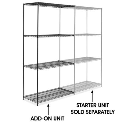 Black Wire Shelving Add-On Unit - 48 x 24 x 96" H-1750-96A