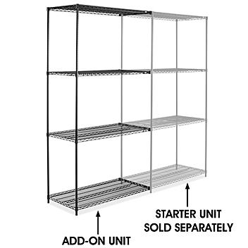Black Wire Shelving Add-On Unit - 48 x 24 x 96" H-1750-96A