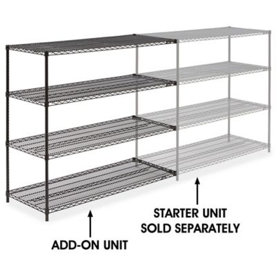 Black Wire Shelving Add-On Unit - 60 x 24 x 54" H-1751-54A