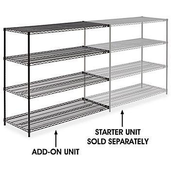 Black Wire Shelving Add-On Unit - 60 x 24 x 54" H-1751-54A
