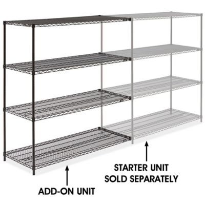 Black Wire Shelving Add-On Unit - 60 x 24 x 63" H-1751-63A