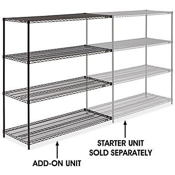 Black Wire Shelving Add-On Unit - 60 x 24 x 63" H-1751-63A