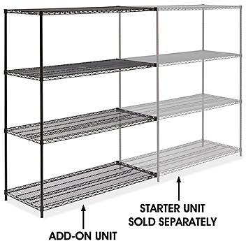 Black Wire Shelving Add-On Unit - 60 x 24 x 72" H-1751-72A