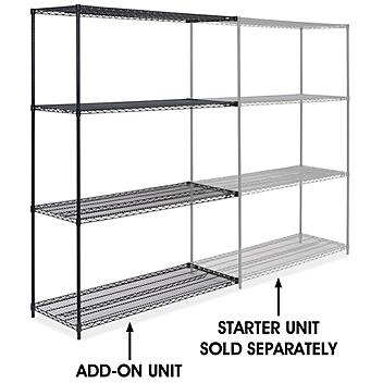 Black Wire Shelving Add-On Unit - 60 x 24 x 86" H-1751-86A