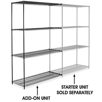 Black Wire Shelving Add-On Unit - 60 x 24 x 96" H-1751-96A