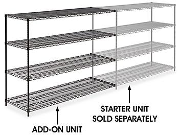 Black Wire Shelving Add-On Unit - 72 x 24 x 54" H-1752-54A