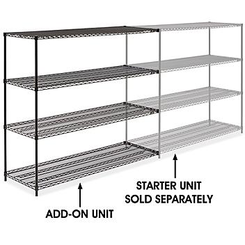 Black Wire Shelving Add-On Unit - 72 x 24 x 63" H-1752-63A