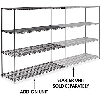 Black Wire Shelving Add-On Unit - 72 x 24 x 72" H-1752-72A