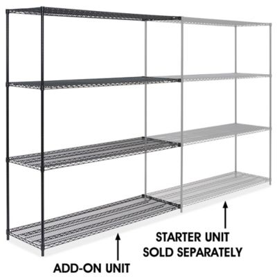 Black Wire Shelving Add-On Unit - 72 x 24 x 86" H-1752-86A