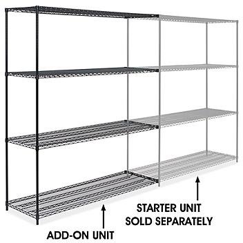 Black Wire Shelving Add-On Unit - 72 x 24 x 86" H-1752-86A