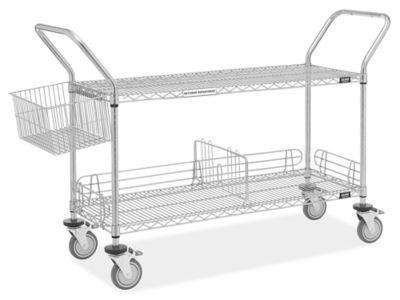 Chrome Heavy-Duty Wire Cart - 60 x 18 x 41, 2 Shelf