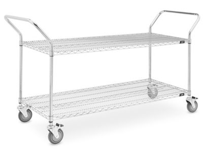 Chrome Heavy-Duty Wire Cart - 72 x 24 x 41", 2 Shelf H-1755