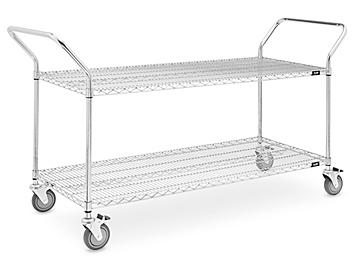 Chrome Heavy-Duty Wire Cart - 72 x 24 x 41", 2 Shelf H-1755