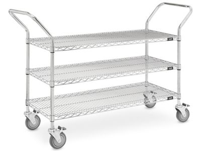 Chrome Heavy-Duty Wire Cart - 60 x 18 x 41", 3 Shelf H-1756