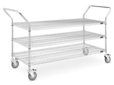 Chrome Heavy-Duty Wire Cart - 72 x 24 x 41, 3 Shelf