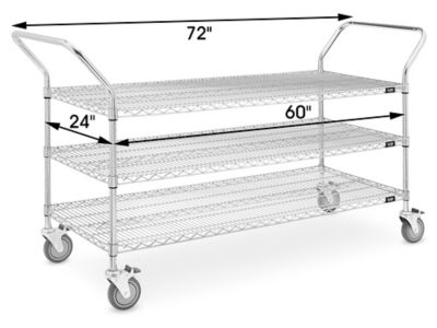 Chrome Heavy-Duty Wire Cart - 60 x 18 x 41, 3 Shelf