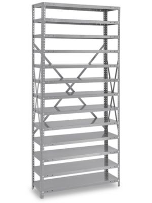 Shelf Bin Organizer - 36 x 12 x 75 with 8 x 12 x 4 1/2 White Corrugated  Bins