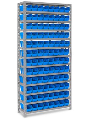 Organizador con Repisas para Gavetas - 36 x 12 x 75 con Gavetas Azules de  4 x 12 x 4, 91 x 30 x 191 cm H-1772BLU - Uline
