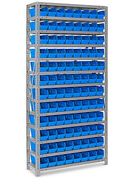 Shelf Bin Organizer - 36 x 12 x 75" with 4 x 12 x 4" Blue Bins H-1772BLU