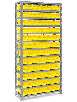 Shelf Bin Organizer - 36 x 12 x 75" with 4 x 12 x 4" Yellow Bins H-1772Y