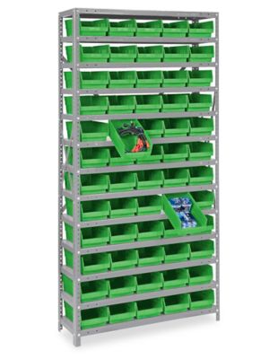 Double Sided Floor Rack Bin Organizer with 7 1/2 x 4 x 3 Red Bins - ULINE Canada - H-1905R