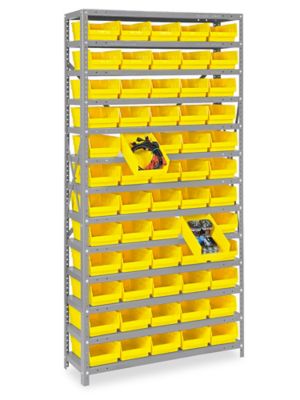 Shelf Bin Organizer - 36 x 12 x 75 with 8 x 12 x 4 1/2 White Corrugated  Bins H-4432 - Uline